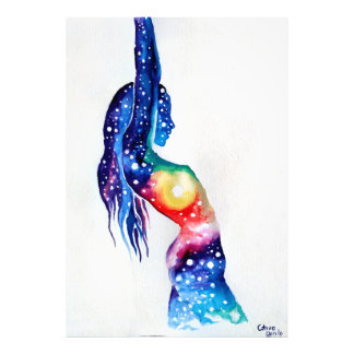 Foto A woman and the universe inside her soul  