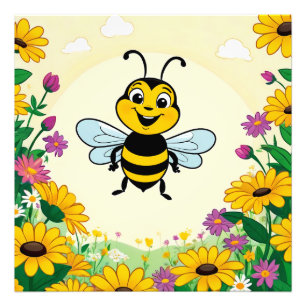 Foto Abeja Feliz Em Flores Coloridas