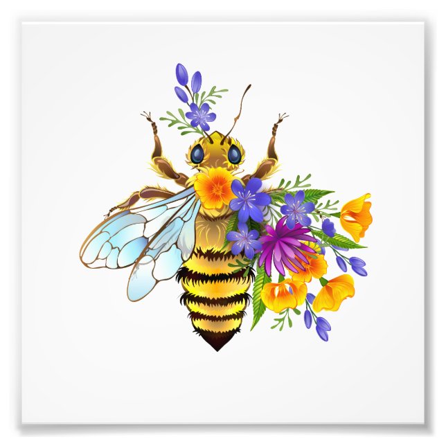 Foto Abeja flor com plantas silvestres (Frente)