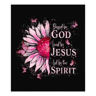 Foto Abençoado Por Deus - Amado Por Jesus Girassol Rosa