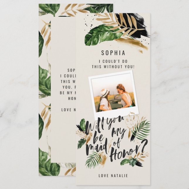 Foto abstrata tropical de Dama de Honra (Frente/Verso)