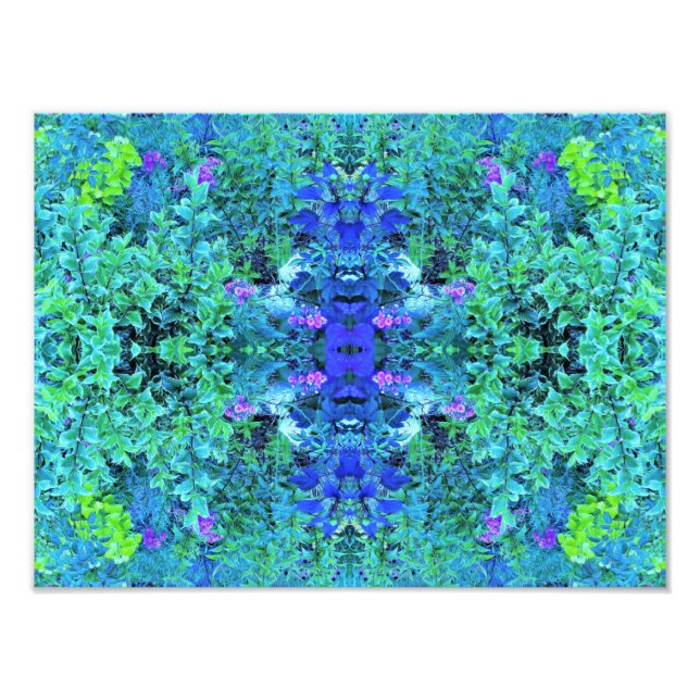 Foto Abstrato Chartreuse e padrão de folhagem azul (Frente)