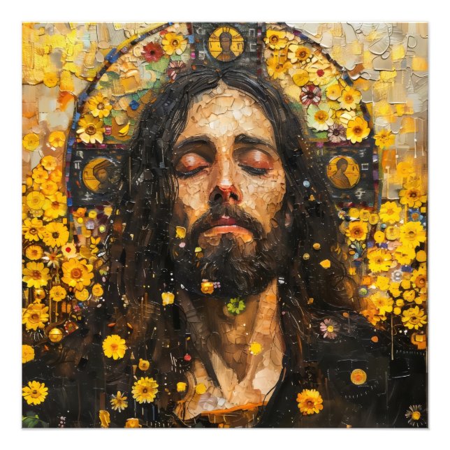 Foto Abstrato de Jesus e Flores (Frente)