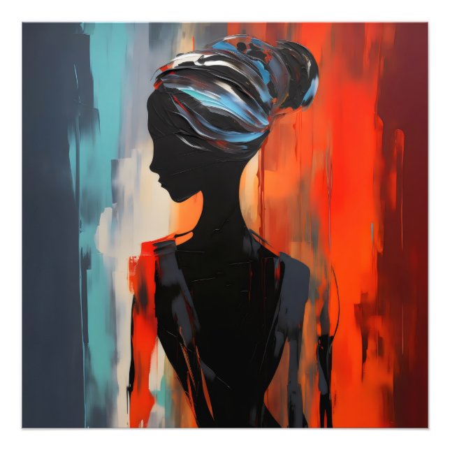 Foto Abstrato de Mulher Laranja Azul (Frente)