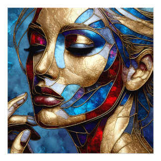 Foto Abstrato em vidro colorido do rosto de uma mulher