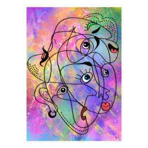 Foto Abstrato Pessoas Face Moods - Estilo Cubismo Desen