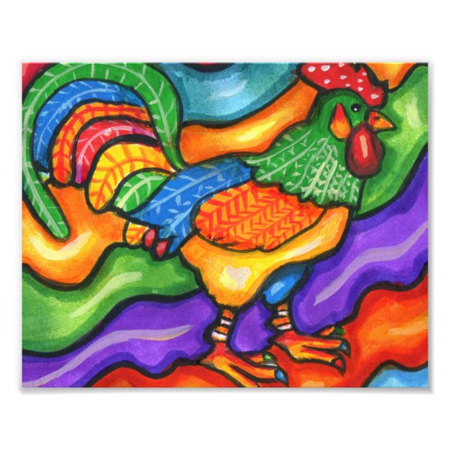 Foto Abstrato Rooster Bird Arte Colorida (Frente)