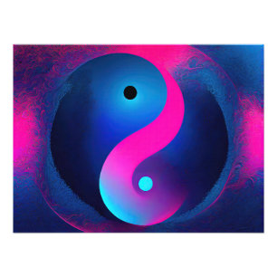 Foto Abstrato Serenidade: Yin Yang em Rosa e Blues