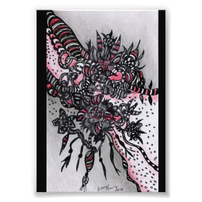 Foto ACEO 4x6. Impressão de arte. Vermelho e Preto (Frente)