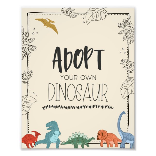 Foto Adote Seu Próprio Sinal De Aniversário De Dinossau (Frente)