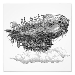 Foto Aeronave Imaginativa de Black White Floating City 