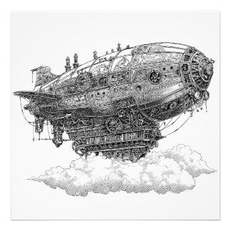 Foto Aeronave Imaginativa de Black White Floating City