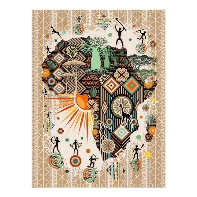 Foto Africa Map Decorative Tribal Elements Pattern (Frente)