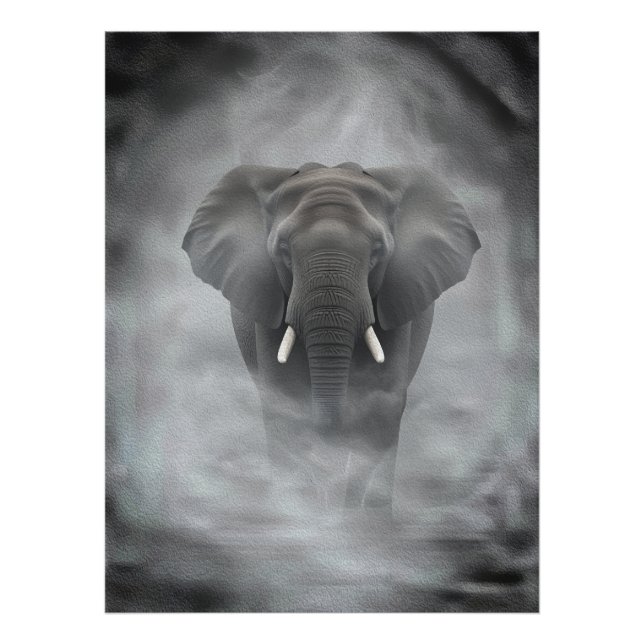 Foto African Elephant in Misty Fog Serene Impasto (Frente)