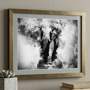 Foto Afro-Elefante Preto-e-Branco