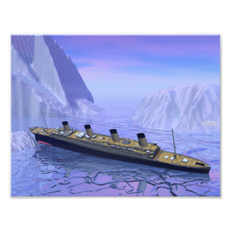Foto afundamento de navio Titanic - renderização 3D