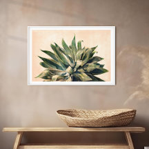 Agave Watercolor Painting Southwest Sage Green