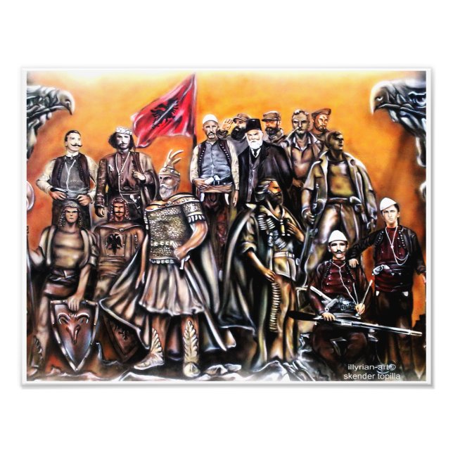 Foto Albanian Heroes Unique Airbrush Illustration (Frente)