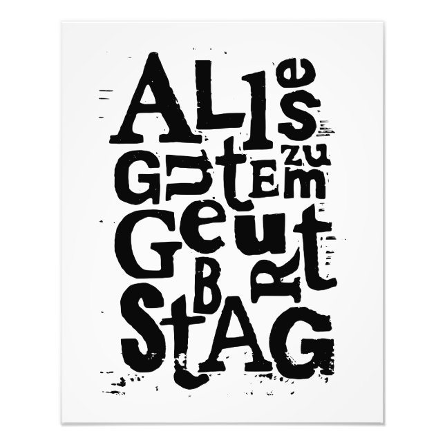 Foto Alemão Negro e Branco "Parabéns" Lino Cut (Frente)