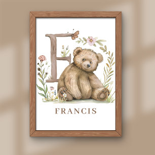 Foto Alfabeto Animal - Letra F Crianças Nome Urso Poste