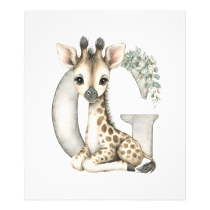 Foto Alfabeto de Animais Bebês em Aquarela Fofa Girafa