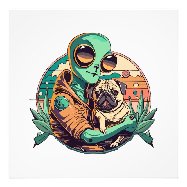 Foto Alienígena e Pug (Frente)