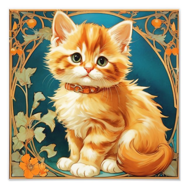 Foto Alphonse Mucha Art Nouveau Cat (Frente)