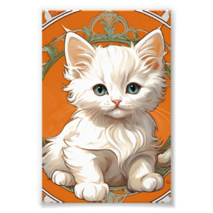 Foto Alphonse Mucha Art Nouveau White Kitten