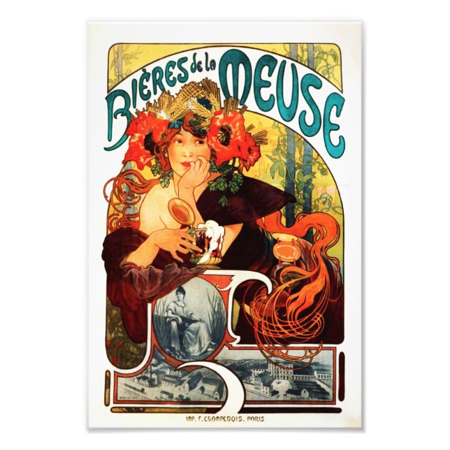 Foto Alphonse Mucha Beer do Impressão de Uso (Frente)