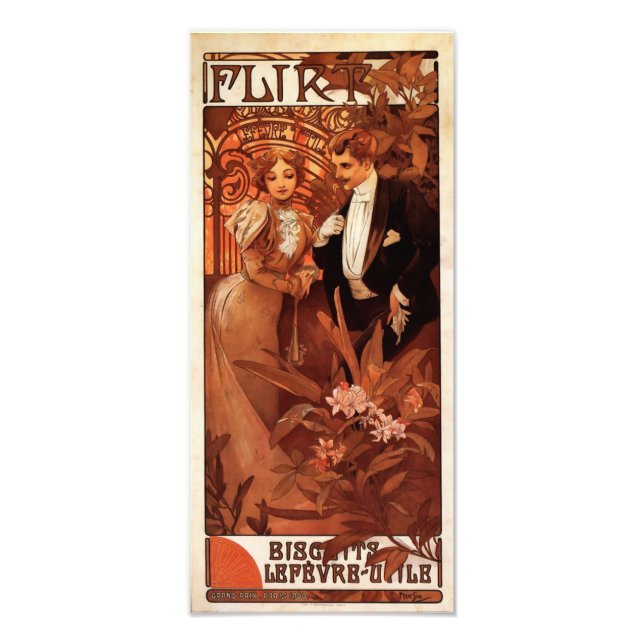Foto Alphonse Mucha Flirt Impressão (Frente)