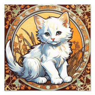 Foto Alphonse Mucha Style Cat