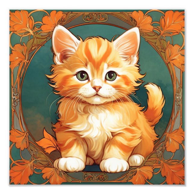 Foto Alphonse Mucha Style Orange Cat (Frente)