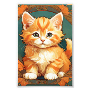 Foto Alphonse Mucha Style Orange Cat