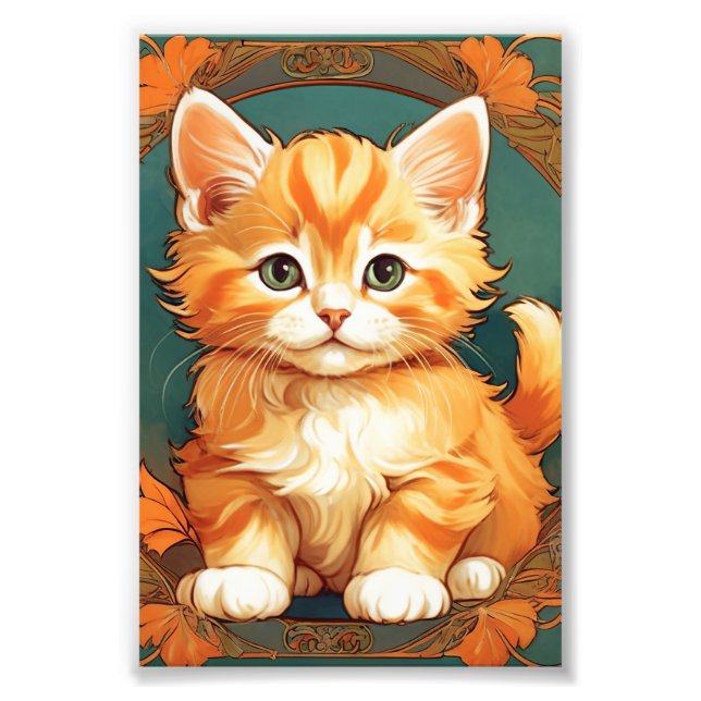 Foto Alphonse Mucha Style Orange Cat (Frente)