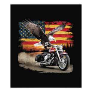 Foto American Flag Motorcycle Tshirt USA Flag Biker Ret