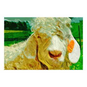 Foto Angora Goat Com Impressionismo De Abstrato De Etiq