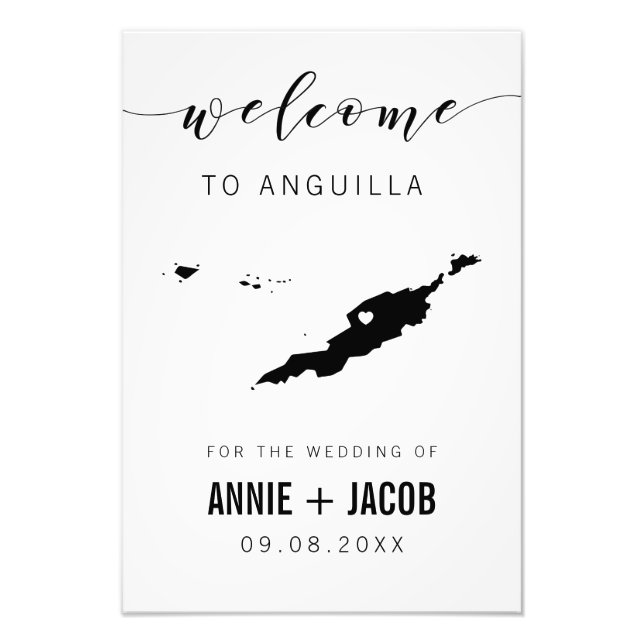 Foto Anguilla Map Wedding Sinal De Boas-Vindas, (Frente)