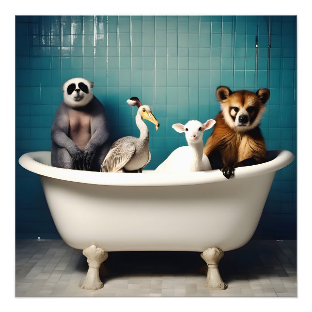 Foto Animais engraçados no banheiro (Frente)