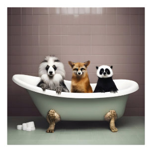 Foto Animais engraçados sentados na banheira no banheir
