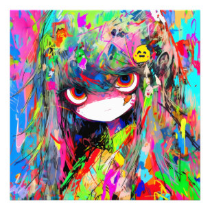 Foto Anime Girl Abstrato Colorful