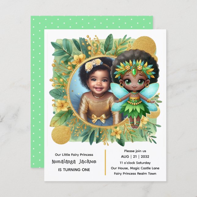 Foto Aniversário Pequena Fada Negra-Fada Africana  (Frente/Verso)