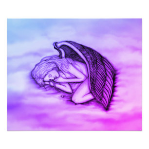 Foto Anjo dormindo no céu nuvens de rosa