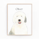 Foto Antiga arte personalizada em Sheepdog<br><div class="desc">Estou apaixonado por esta ilustração bizarra e detalhada da aquarela de um velho cão branco e cinza inglês! Personalize essas impressões de arte com seu nome ou monograma para complementar sua decoração e alterar fontes selecionando a opção "editar usando a ferramenta design" na personalização. Compre o resto da minha coleção...</div>