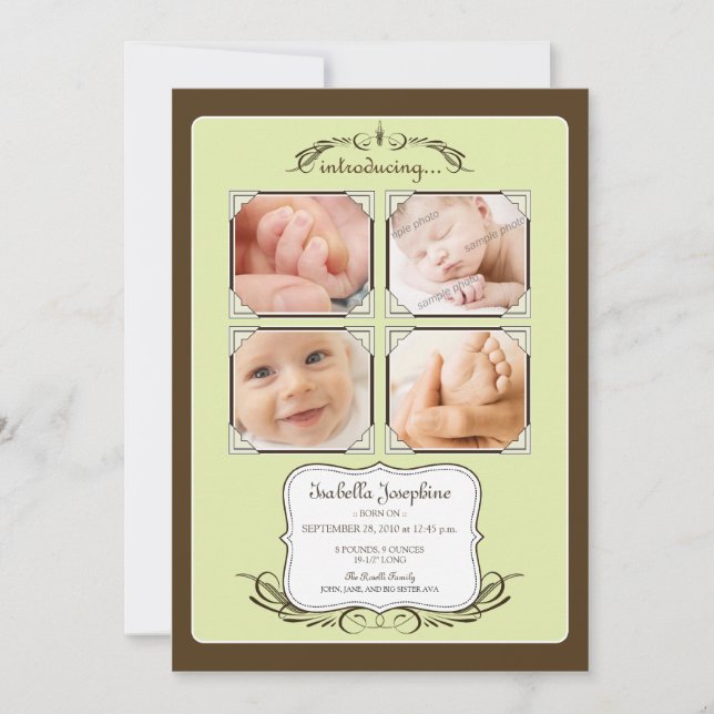 Foto Antiga Quad 5x7" Anúncio de Nascimento Limão (Frente)