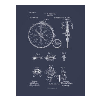 Foto Antiguamente Bicicleta 1887 Desenho Da Patente Pen