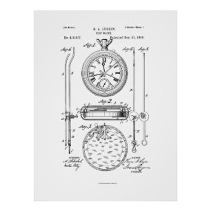Foto Antique Stopwatch, desenho de patente 1889