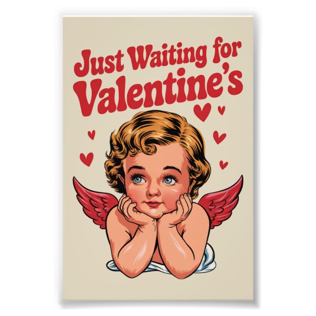 Foto Apenas Esperando Pelo Amor do Cupido Bebê Retrô do (Frente)