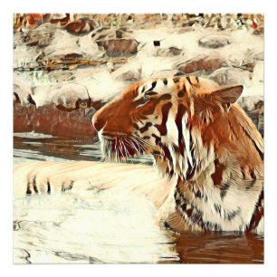 Foto aqueça o tigre nadador colorido