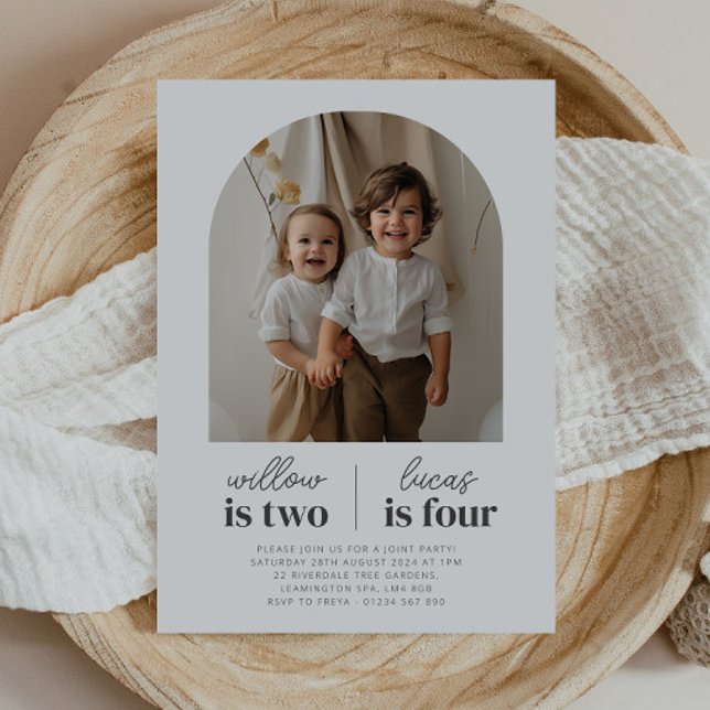 Foto Archada - Convite Conjunta de Aniversário (Arched Photo - Joint Birthday Invitation)