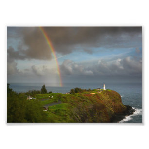 Foto Arco-íris sobre o farol de Kilauea no impressão
